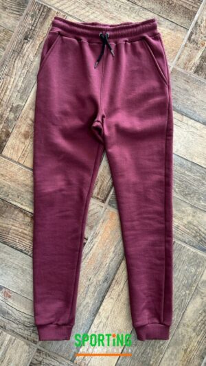 Pantalón jogger frisa con puños – Bordó