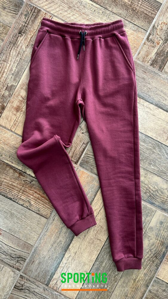 Pantalón jogger frisa con puños – Bordó